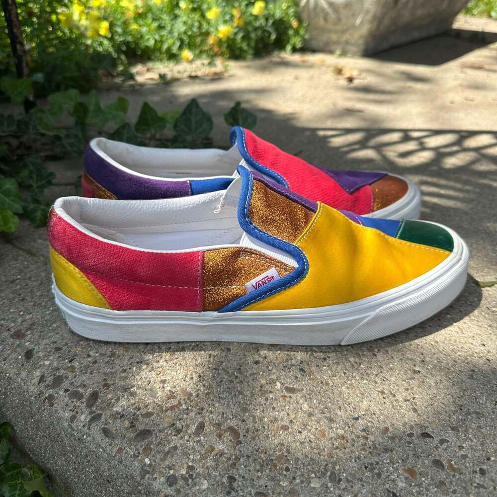 Vans Classic Slip-On Pride Patchwork Unisex Sneakers EUC 🌈